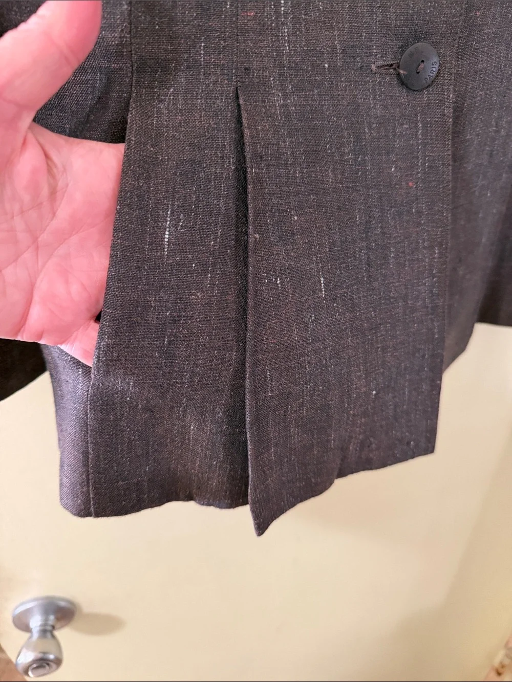 CHANEL Brown Linen Button Front Jacket Cruise 2000